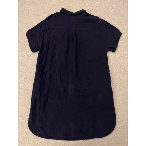 Weatherproof Vintage Tunic Short Dress Womens XL Short Sleeve Button Up Navy - Picture 2 of 11